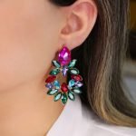 گوشواره زنانه فشن نگین رنگی طرح زارا
