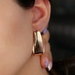 گوشواره زنانه حلقه ای ژوپینگ طرح طلا براق
