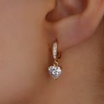 گوشواره زنانه حلقه ای ژوپینگ نگین دار
