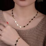 نیم ست زنانه استیل مدل پولکی طلایی