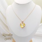 گردنبند زنانه ژوپینگ نگین سواروسکی مدل قلب زرد