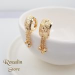 گوشواره زنانه حلقه ای ژوپینگ طرح طلا منگوله دار