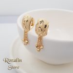 گوشواره زنانه حلقه ای ژوپینگ طرح طلا منگوله دار تراش خورده