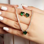 نیم ست زنانه وای اس ایکس نگین دار سبز زمردی