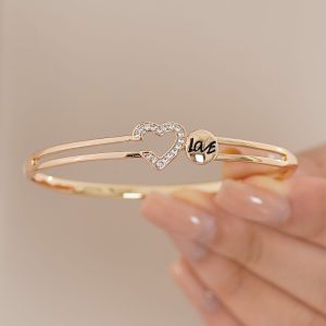 دستبند النگویی زنانه ژوپینگ مدل قلب و LOVE