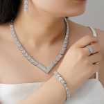 سرویس زنانه جواهری آب نقره تمام نگین کد RS-716