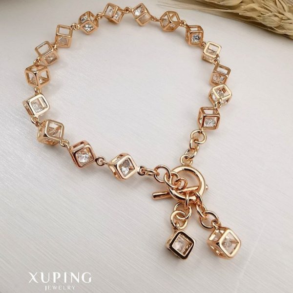 دستبند زنانه ژوپینگ مدل مکعب نگین دار